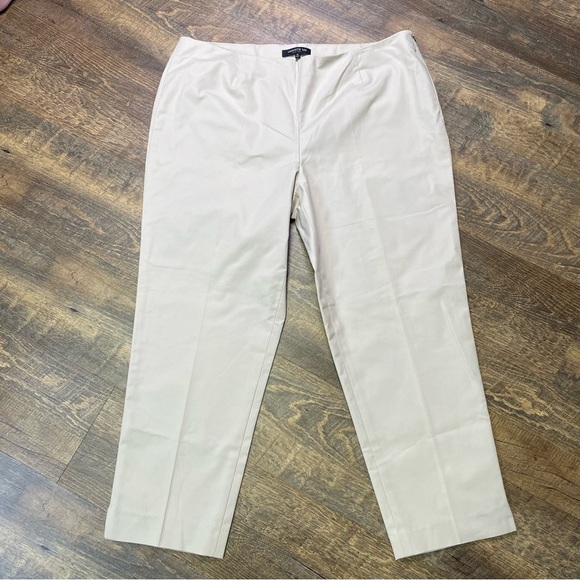 Lafayette 148 Cropped Bleecker Pant Beige Stretch Cotton Trouser Women's Size 14 - Picture 3 of 13